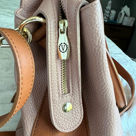 Genuine Leather Valentina Shoulder Cross-Body Bag - Pink and Tan - Picture 11 of 15